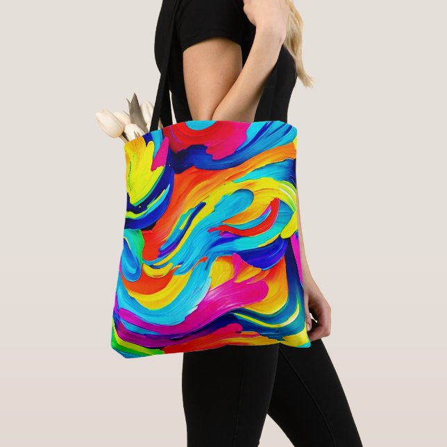 Bolsa Tote Fluxo de Cores Abstratas Vibrantes (Close Up)