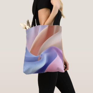 Bolsa Tote Fluxo de Tecido Pastel Abstrato com Curvas Suaves
