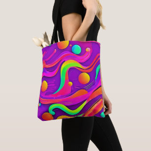 Bolsa Tote Fluxo do arco-íris: Abstrato Divertido
