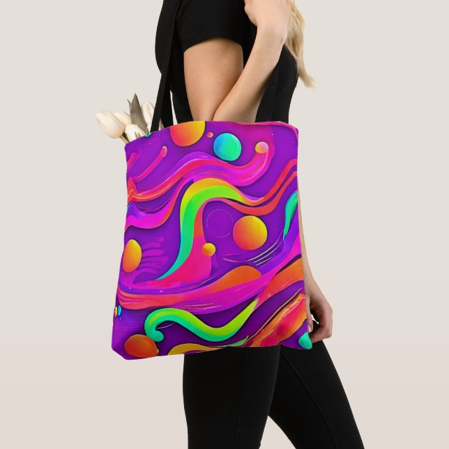 Bolsa Tote Fluxo do arco-íris: Abstrato Divertido (Close Up)