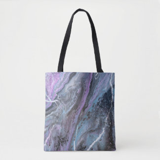 Bolsa Tote Fluxo Roxo e Turquesa Abstrato