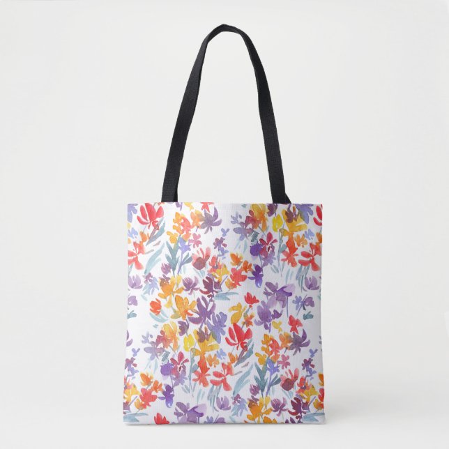 Bolsa Tote Fluxo sem descontinuidades das flores de Verão de  (Frente)