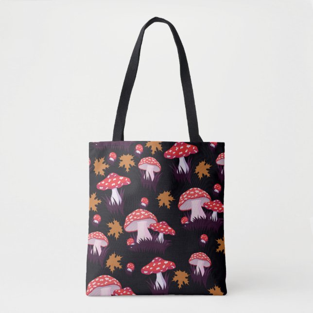 Bolsa Tote Fly agaric, maple folhas impressão (Frente)