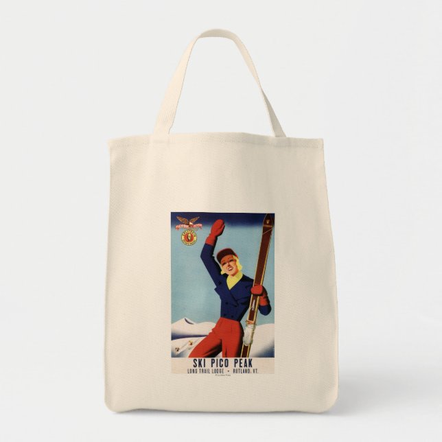 Bolsa Tote Flyer Flexível Pin-Up Skiing Girl (Frente)