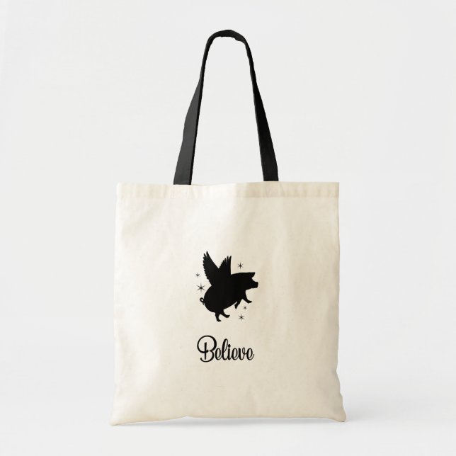 Bolsa Tote Flying Pig Believe (Frente)
