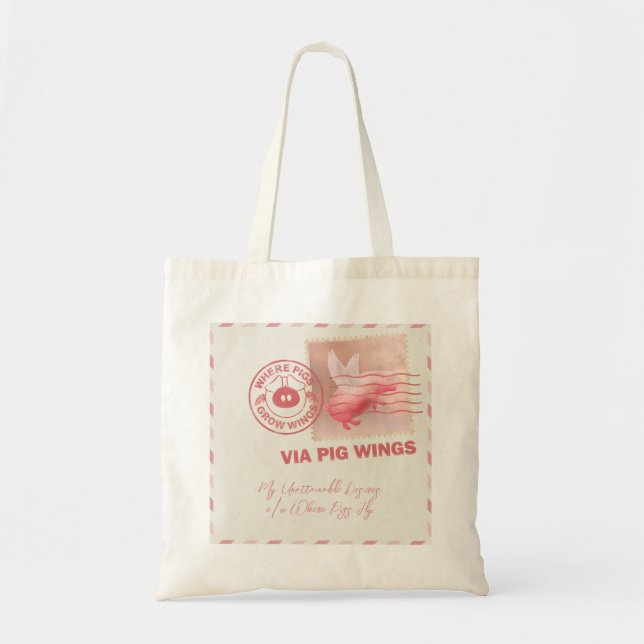 Bolsa Tote Flying Pig Postage Tote Bag (Frente)