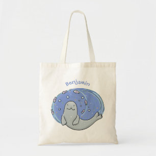 Bolsa Tote Foca-branca e ilustração de desenho animado de azu