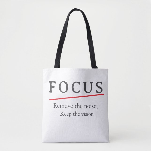 Bolsa Tote FOCUS Minimalist Motivational T-Shirt — Clean Mode (Frente)