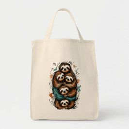 Bolsa Tote Fofa Família de Preguiças Empilhadas – Desenho Eng