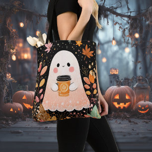 Bolsa Tote Fofa Fantasma de Outono com Café de Abóbora – Outo