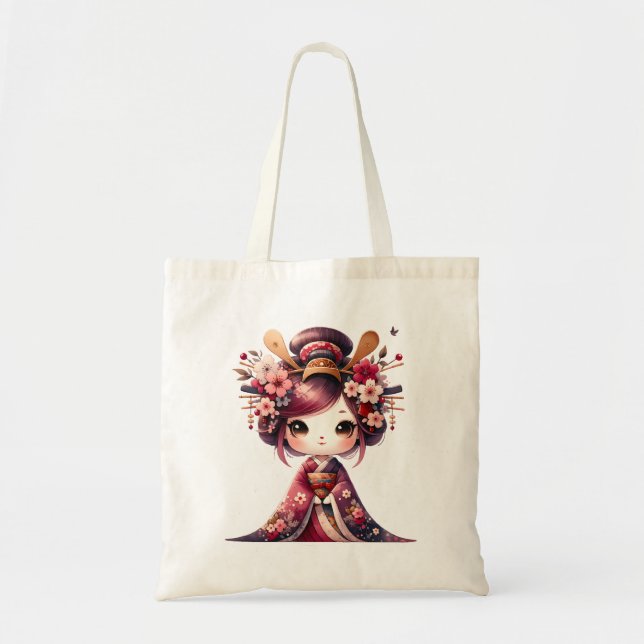 Bolsa Tote Fofa Geisha Japonesa (Frente)