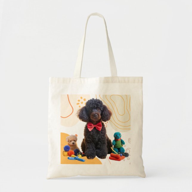 Bolsa Tote Fofinho Black Poodle Chenille Tote Bag (Frente)