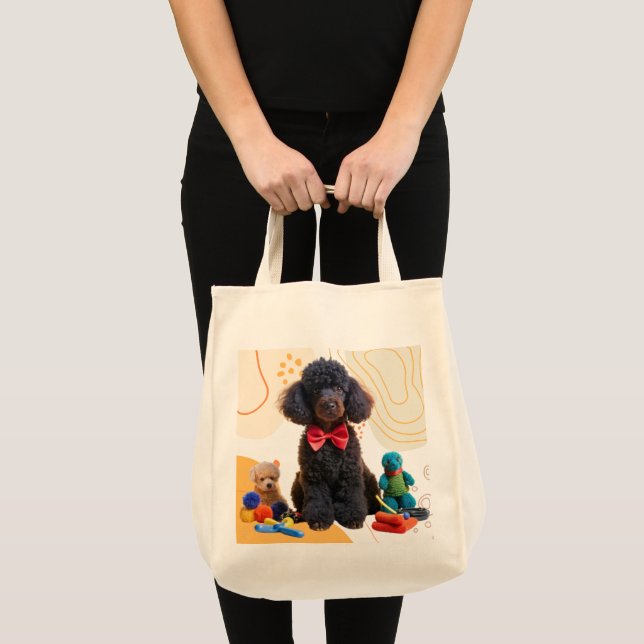 Bolsa Tote Fofinho Black Poodle Chenille Tote Bag (Frente (produto))