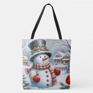 Bolsa Tote Fofo, Natalino/Vintage/Encantador boneco de neve d