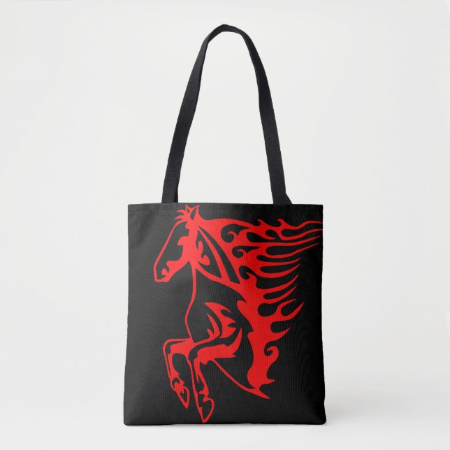Bolsa Tote Fogo Chato Vermelho Bronco Mustang Cavalo Selvagem (Frente)