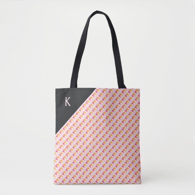Bolsa Tote Fogo Flamejante (laranja a rosa) (Frente)