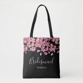 Bolsa Tote Foguetes De Cereja Rosa Em Bridesmaid Negra