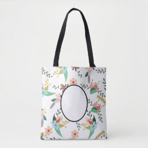 Bolsa Tote Folclore Florals   Adicionar nome, monograma, text