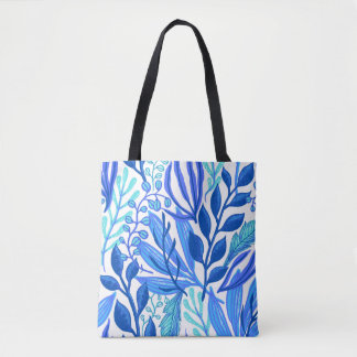 Bolsa Tote Folha azul Floral com tema