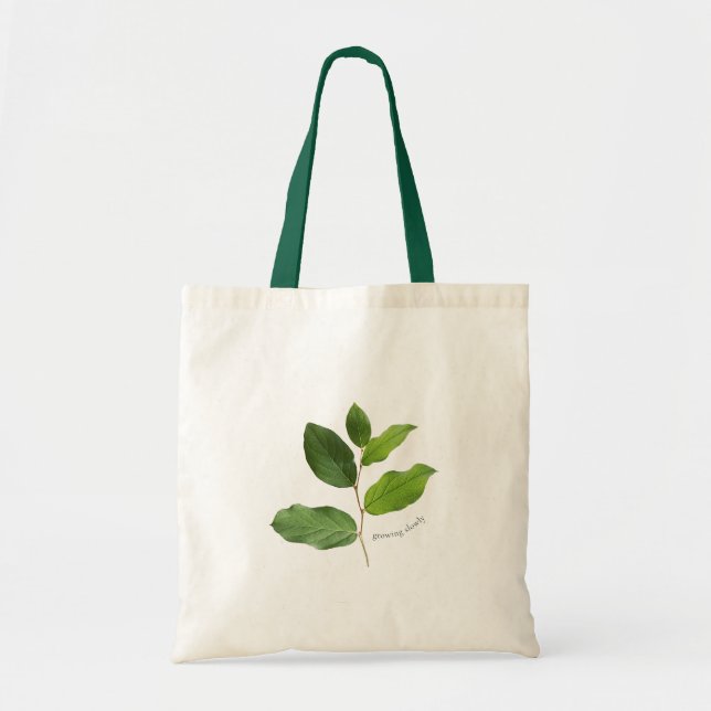 Bolsa Tote Folha Botânica Crescendo Lentamente (Frente)