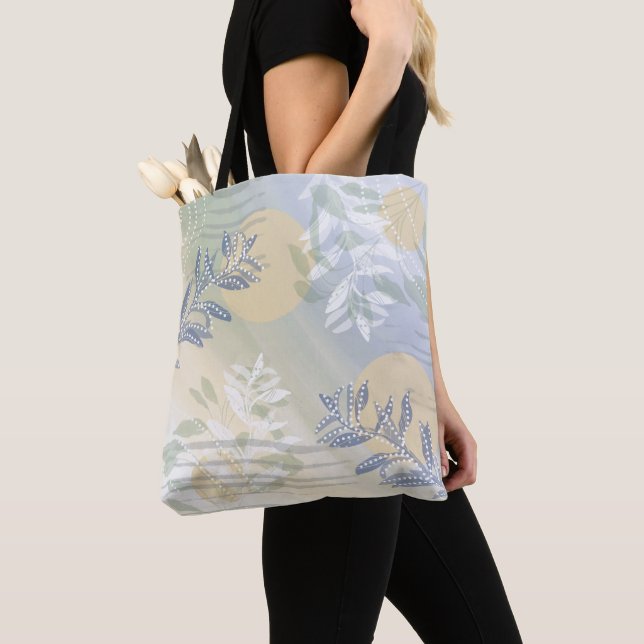 Bolsa Tote Folha botânica floral abstrata moderna e elegante (Close Up)