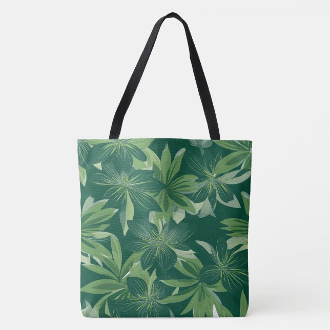 Bolsa Tote Folha Botânica Verde All-Over-Impressão (Frente)