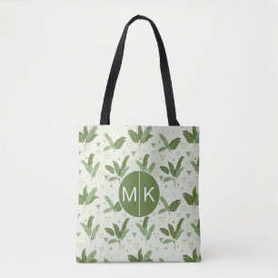 Bolsa Tote Folha da banana com monograma dos triângulos