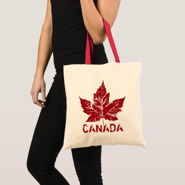 Bolsa Tote Folha de bordo retro da sacola de Canadá (Frente (produto))
