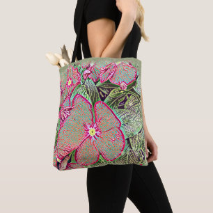 Bolsa Tote Folha de Caládio Rosa e Botânica Abstrata