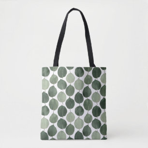 Bolsa Tote Folha de Eucalipto em Verde Salvia Padrão Botânico