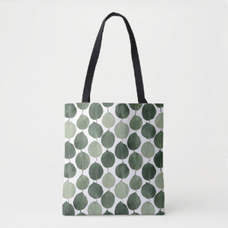 Bolsa Tote Folha de Eucalipto em Verde Salvia Padrão Botânico