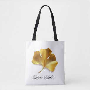 Bolsa Tote Folha de Ginkgo Dourada - Símbolo de Longevidade e