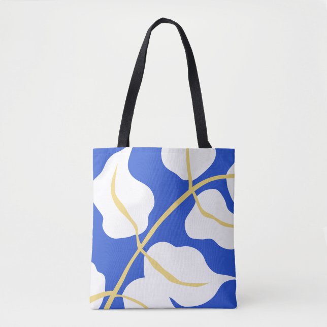 Bolsa Tote Folha de impressão de Verão azul (Frente)