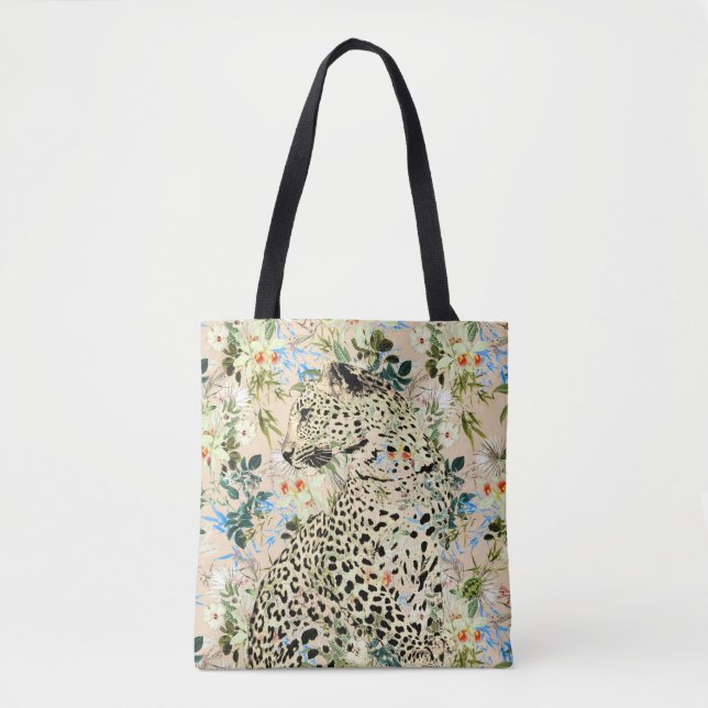 Bolsa Tote Folha de impressão-leopardo tropical do Havaí (Frente)