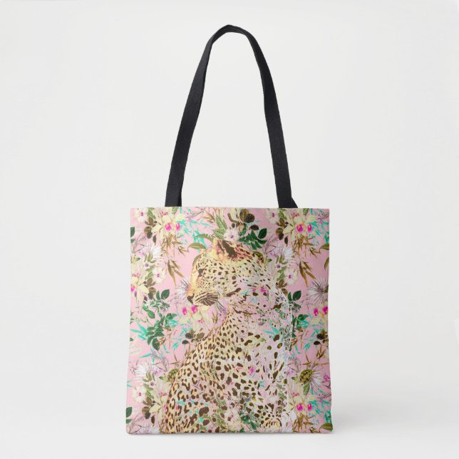 Bolsa Tote Folha de impressão-leopardo tropical do Havaí (Frente)
