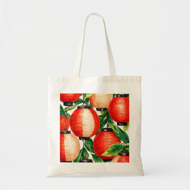 Bolsa Tote Folha de Lanterna Japonesa Vermelha (Frente)