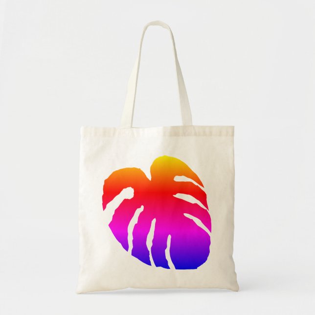 Bolsa Tote Folha de Monstera Colorida (Frente)
