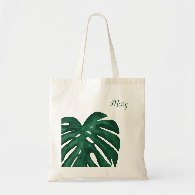 Bolsa Tote folha de monstera de um saco floral personalizado (Frente)
