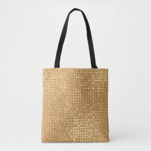 Bolsa Tote Folha de ouro sem soldadura, textura brilhante do