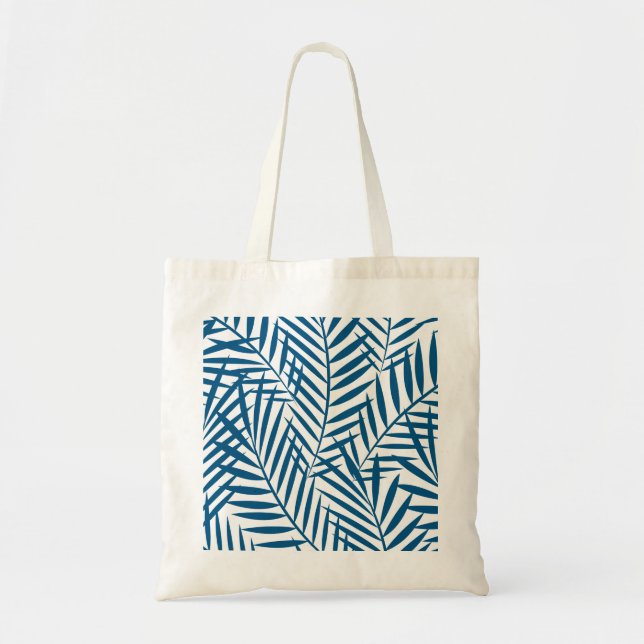 Bolsa Tote Folha de palma azul-tropical (Frente)