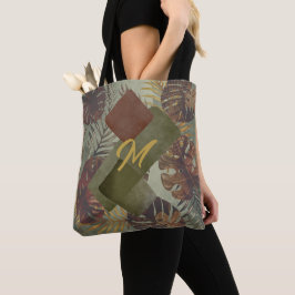 Bolsa Tote Folha de palma da monstera tropical do Verão de 70