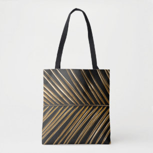 Bolsa Tote Folha de Palma de Data do ouro: Minimalista Negro