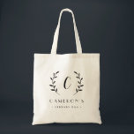 Bolsa Tote Folha de Toques Personalizada de Cor Editável Inic<br><div class="desc">Este design adorável pode ser personalizado para as suas combinações de cores favoritas. Faz um presente excelente! Encontre papelaria e presentes no nosso compro: www.berryberrysweet.com.</div>