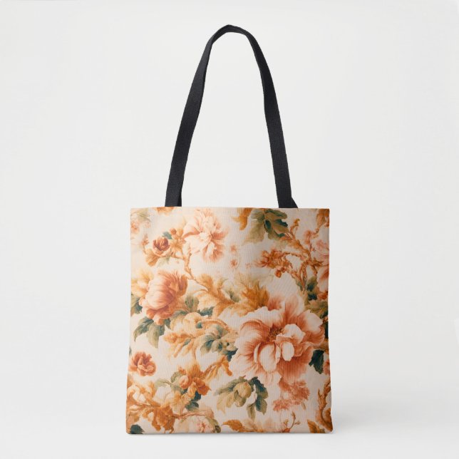 Bolsa Tote Folha Floral Castanha-Ouro requintada (Frente)