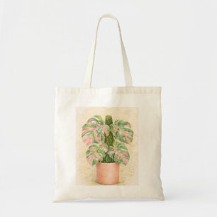 Bolsa Tote folha monstera xadrez rosa escocesa Escócia