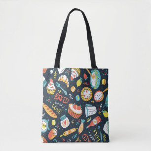 Bolsa Tote Folha retro padrão sem costura com pontos e flore
