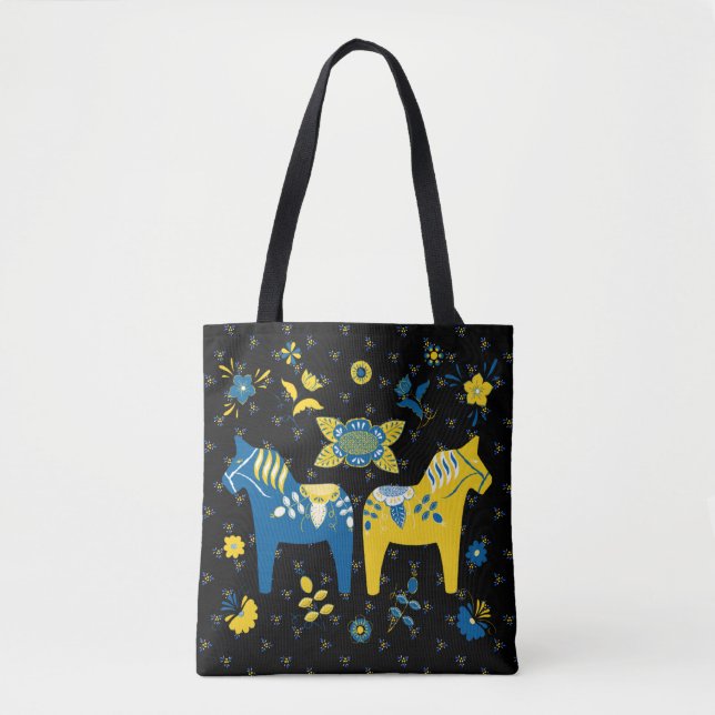 Bolsa Tote Folha sueca Dala Horse l Blue e Yellow (Frente)