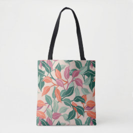 Bolsa Tote Folha Tropical Coral Verde Botânico Chic Diário