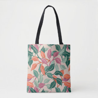 Bolsa Tote Folha Tropical Coral Verde Botânico Chic Diário
