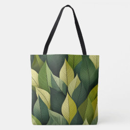 Bolsa Tote Folha Verde Geométrica All-Over-Impressão